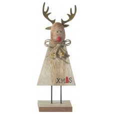 Χριστουγεννιάτικoς Ξύλινoς Τάρανδος με "XMAS" και Φιογκάκι (20cm)